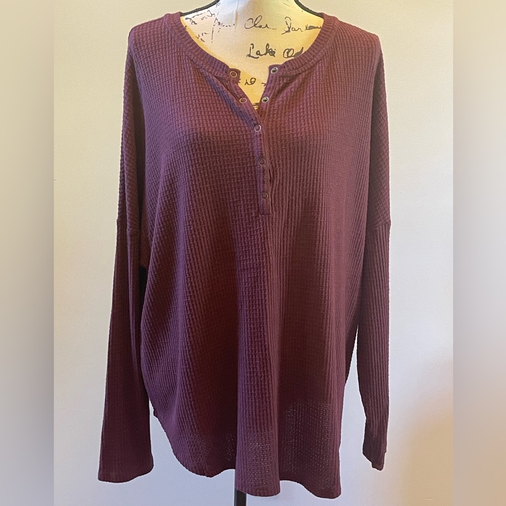 Maroon Long Sleeve Henley